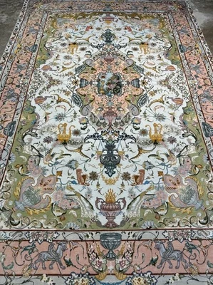 Alfombra Tabrize 6'8"x10' muy fina anudada a mano mezcla de lana y seda - Alfombra de área Foto 1 de 4