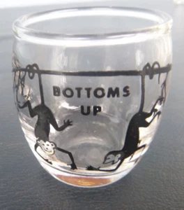 vintage Bottoms Up monkeys  shot glass 2" barrel - Picture 1 of 4