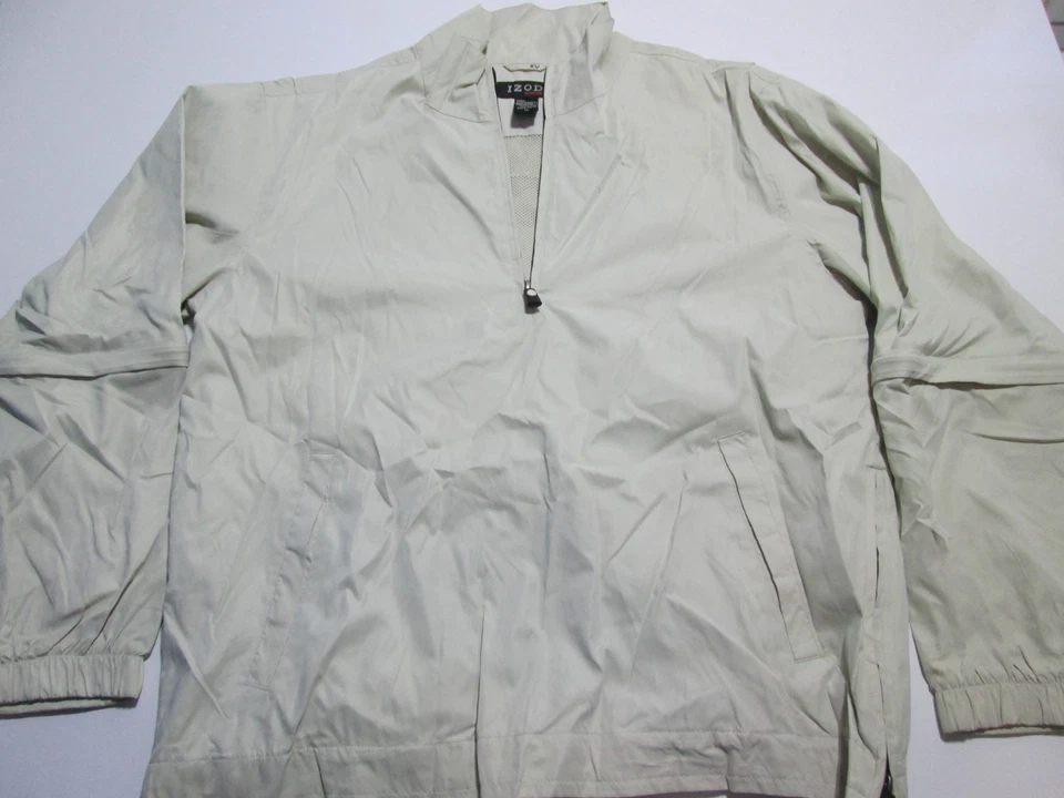 Izod Mens Size XL Anorak Jacket Beige Breathable Outerwear - Image 1 of 4