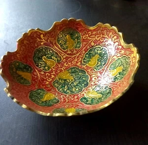 Brass Snack Bowls 3" Hand painted India Handicraft Home Decor Christmas Gifts - Picture 1 of 6