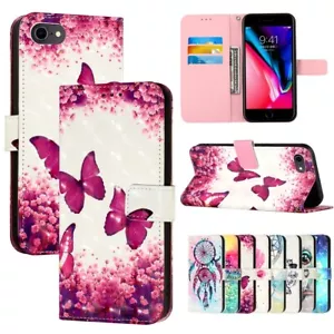 For iPhone 16E 15 Pro 14 13 12 11 XR Pattern PU Leather Wallet Phone Case Cover - Picture 1 of 51