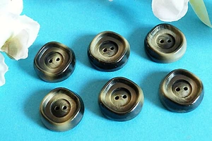152TERC / Chequerboard Big Buttons " Lichen " Lot Of 6 Buttons Ép. 1960/70 - Picture 1 of 4