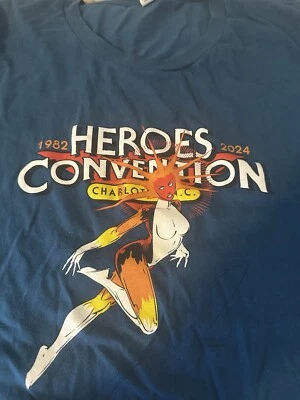 Camiseta azul Heroes Convention 2024 XL Charlotte Carolina del Norte Foto 1 de 4