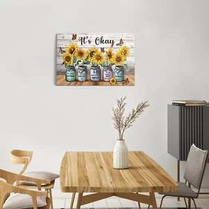 Sunflower Butterfly Canvas Wall Art Print Painting Landscape Picture Home Decor - Picture 1 of 5