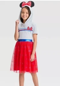 Disney Minnie Mouse American Dress Red Girl Size XL Halloween Costume w/ Hood - Picture 1 of 14