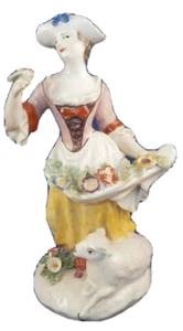 Antique 18thC Early Bow Porcelain Lady Figurine Figure Porzellan Figur English - Picture 1 of 11