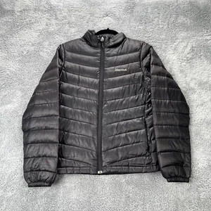 Marmot Jacket Mens Small Black 800 Fill Puffer Coat Goose Down Lined Mock Neck - Picture 1 of 6