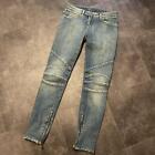 BALMAIN Cotton Denim Jeans Women's Skiny Pants Size 34 Indigo USED