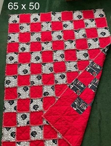 Handmade Texans Rag Quilt 65x50 - Picture 1 of 1