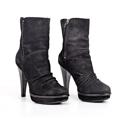 UGG Mujeres Bianka Negro Gamuza Plataforma Cremallera Botines Talla 9 Foto 1 de 4