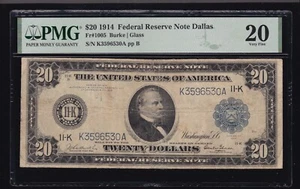 US 1914 $20 FRN Dallas Burke/Glass FR 1005 PMG 20 VF (530) - Picture 1 of 2
