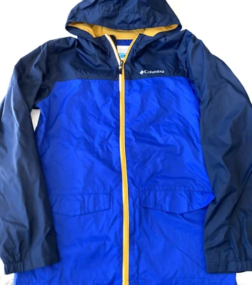 Chaqueta con capucha y cremallera azul COLUMBIA Colorblock Forro de vellón amarillo Talla L 14/16 Foto 1 de 4