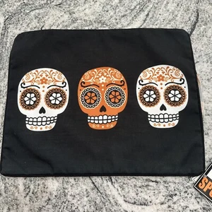 Marlo Lorenz Throw Pillow Cover NEW Skulls Black Orange White Halloween 14x18 - Picture 1 of 8
