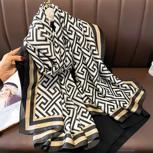 Women Ladies Rectangle imitation silk scarf SIZE 180X60CM - Picture 1 of 4
