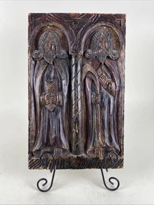 Wood Plaque Carved Saints Scholars Gregorian 10”x16” - Picture 1 of 16