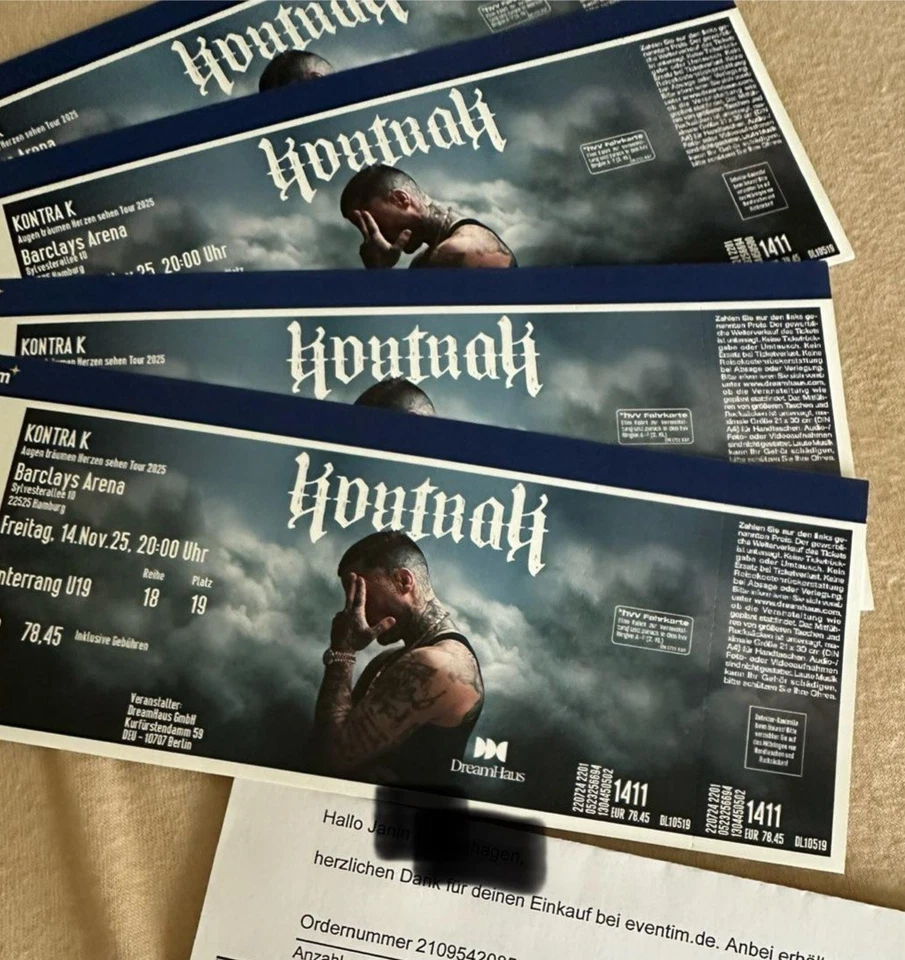 Kontra K Hamburg Konzert 14.11.25 2 Tickets - Bild 1 von 1