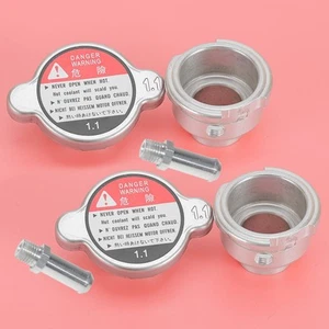 2x Aluminum Weld On Radiator Filler Neck 32mm 1.25" ID with 1.1 Radiator Cap - Picture 1 of 6