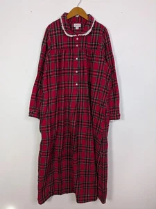 Lanz of Salzburg XL Cotton Flannel Red Tartan Plaid Nightgown Cottagecore - Picture 1 of 10