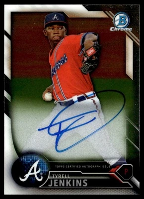 2016 Bowman Chrome Prospects Autographs Tyrell Jenkins Auto Atlanta Braves - Image 1 of 2