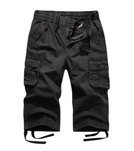 Pantalones cortos capri de senderismo de algodón de tiro medio FOURSTEEDS para mujer con cordón multi bolsillo - Imagen 1 de 2