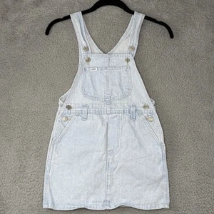 VTG Lee Denim Jumper Dress Overall Girls Sz 8 Classic Retro Knee Length 90s USA - Picture 1 of 8