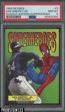 1998 Skybox Dugout Axcess Superheroes #3 Ken Griffey Jr. w/ Spider-Man PSA 8