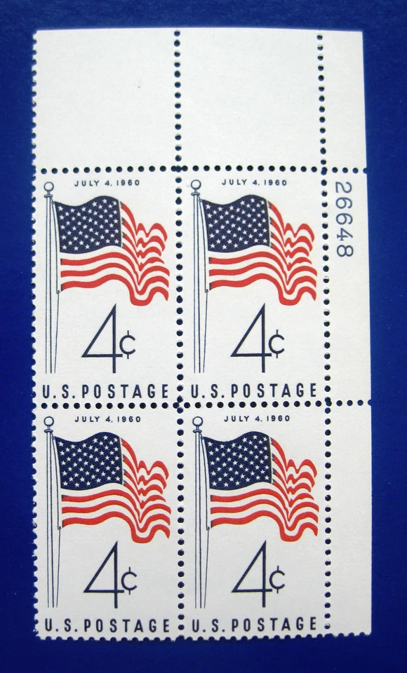 Sc # 1153 ~ Plate # Block ~ 4 cent 50-Star Flag Issue (dg25) - Image 1 of 1