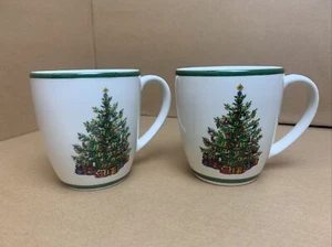 Lot of 2 - Christmas Mugs Christmas Tree Christopher Radko Holiday Celebration - Picture 1 of 6