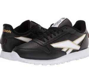 Reebok Men's Classic Leather | Black/White/Gold | Size: 11.5 M US - Picture 1 of 7