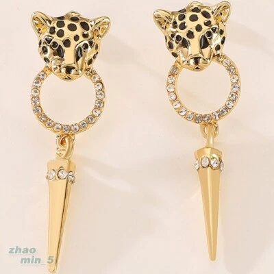 Pendientes colgantes de diamantes de imitación de cristal de leopardo joyería de fiesta regalos Foto 1 de 4