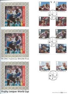 1995 BENHAM BLCS110 Set of 3 FDC's - RUGBY LEAGUE - Gutter Pairs - Shs WIGAN - Picture 1 of 3