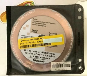 Microsoft Windows Vista Business Upgrade DVD w/ Product Key - University Disc - Picture 1 of 3