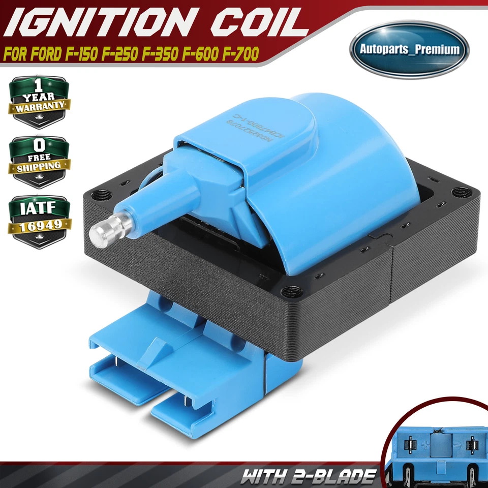 Bobina de ignição azul para Ford F-150 F-250 F-350 F-600 F-700 F-800 Mustang EXP LTD - Imagem 1 de 4