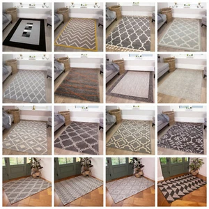 Alfombra moderna pequeña grande gris suave sin cobertizo geométrica tradicional de sala de estar - Imagen 1 de 40