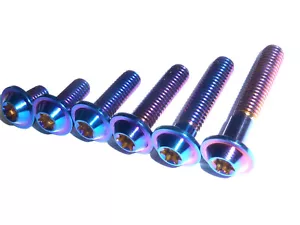 BURNT BLUE M6 10-35 Titanium Low Profile T30 Torx Washer Head Bolt Enduro bike - Picture 1 of 19