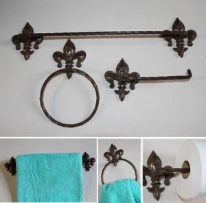 Fleur De Lis Bathroom Decor Accessories, Cast Iron - Historic NFDL - Picture 1 of 12