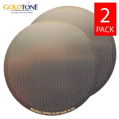 (2) GoldTone Reusable Disk Coffee Filter for Aeropress Coffee Espresso Maker USA — 第 1/4 张图片