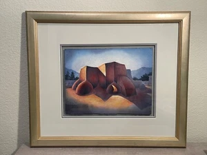 Acuarela enmarcada original "Daga solar #2" artista Taos MARVIN MOON - Imagen 1 de 11