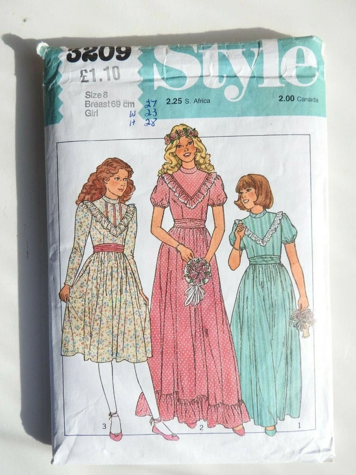 Style 3209 sewing pattern Girls  Dress Bridesmaid Dress Age 8 CUT complete VG - Image 1 of 2