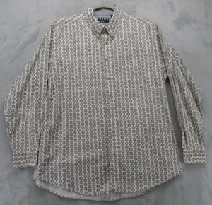 Trader Bay Button Up Shirt Men's XLT Ivory with Gold Black Geometric Pattern - Picture 1 of 13