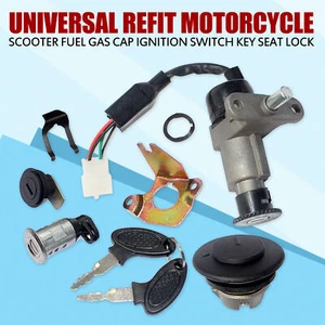 Key Seat Lock Refit Motorcycle Scooter Fuel Gas Cap Ignition Switch - Picture 1 of 18