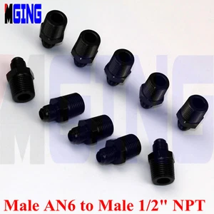 10 x Male 6an an6 To 1/2'' NPT Tank Reducer Fuel Fitting Adaptor BK - Picture 1 of 4