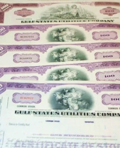 LOT(S) OF 100 CRISP GULF STATES UTILS STOCKS (TEXAS-LOUISIANA) BEST PRICE on EAR - Picture 1 of 4