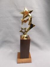 multi-STAR trophy award gold cast metal holiday figure walnut column