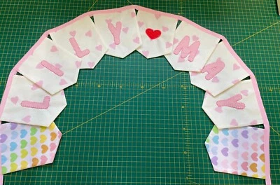 Personalised Hearts Bunting for Child's Room, Birthday, Christening, Nursery - Image 1 of 2
