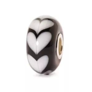 RETIRED Authentic White Heart Glass Trollbead - TGLBE-10251 - Picture 1 of 3