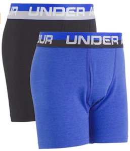 Under Armour 2 Pack Boys Underwear Boxerjock Boxer Briefs Black Blue 1319160 907 - Picture 1 of 1