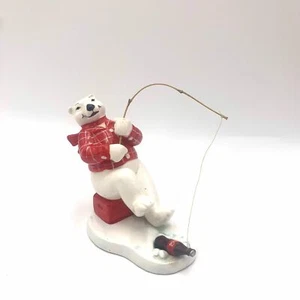 Coca-Cola Polar Bear Ice Fishing Figurine - Picture 1 of 8