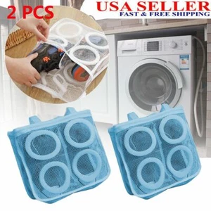 2PCS Blue  Washing Shoes Mesh Net Pouch Washing Machine Cleaning Laundry Bag US - Picture 1 of 4