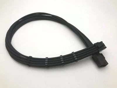 8 Pin ATX CPU Motherboard 60cm Extension Black Sleeved Shakmods + 4 Cable Combs - Image 1 of 4